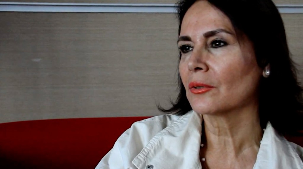 Parissa in interview — white jacket, pearl necklace; Radio Zamaneh, Konya Mystic Music Festival, September 2011