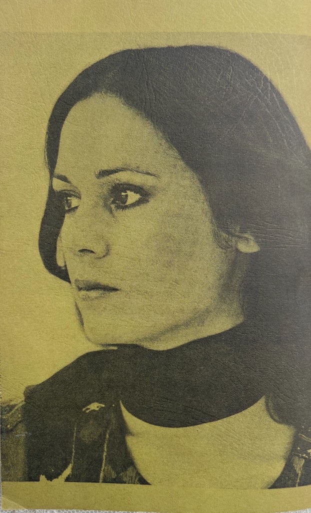 Parissa (Fatemeh Va'ezi) — portrait on back cover of Lloyd Miller's 1977 Center booklet, National Iranian Radio and Television era