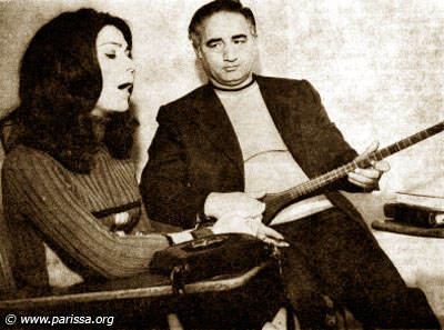 Young Parissa singing in a Radif lesson with Mahmoud Karimi at the setar — National Music Conservatory, Tehran, late 1960s